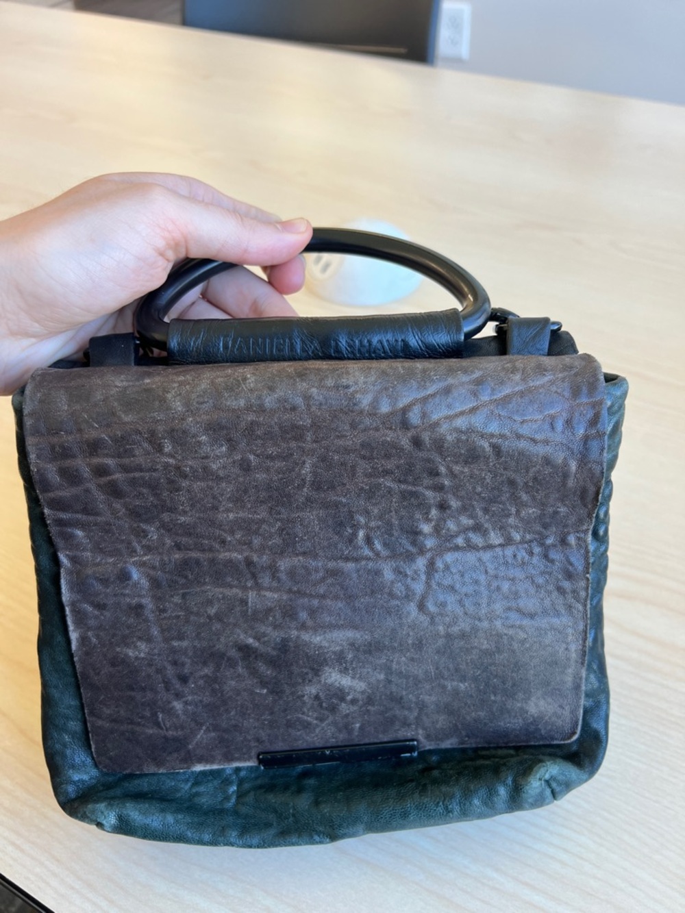 Anthropologie x Daniella Lehavi two-toned leather crossbody bag black and green - Picture 10 of 14